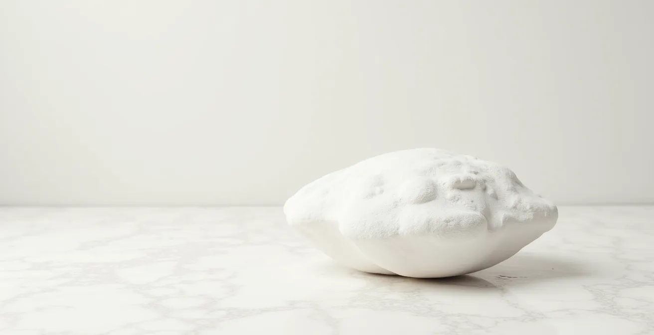 Surface d'argile blanche naturelle aux motifs organiques subtils évoquant la pureté minérale