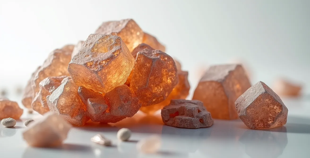 Gros plan macro sur des cristaux naturels de cuivre et de minéraux aux textures organiques brillantes