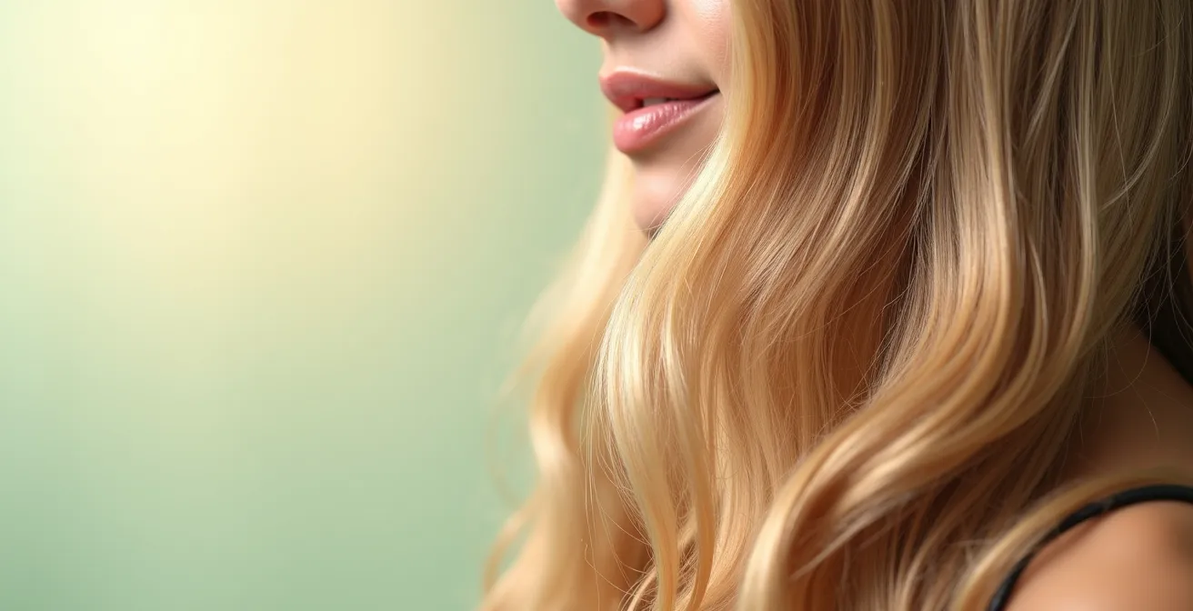 Vue macro d'une chevelure brillante et saine avec une texture capillaire naturelle détaillée