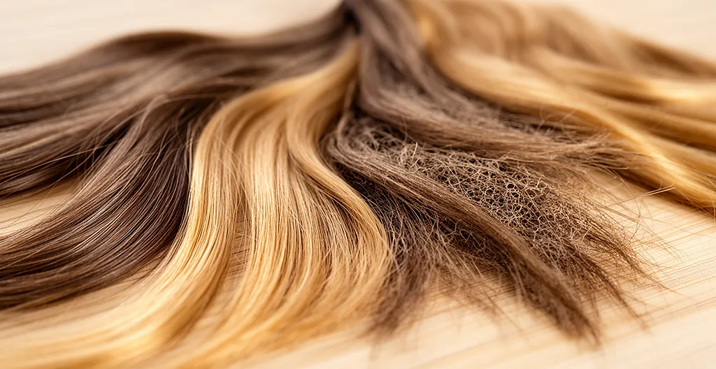 Différentes mèches de cheveux présentant des textures variées pour diagnostic capillaire